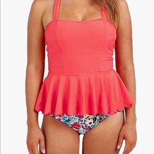Beautiful 2 Piece Floral Push-up Padded Tankini High Waisted Skirtini Swimsuit